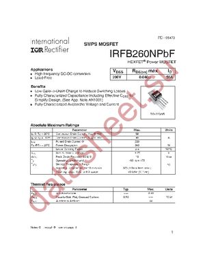 IRFB260NPBF datasheet  